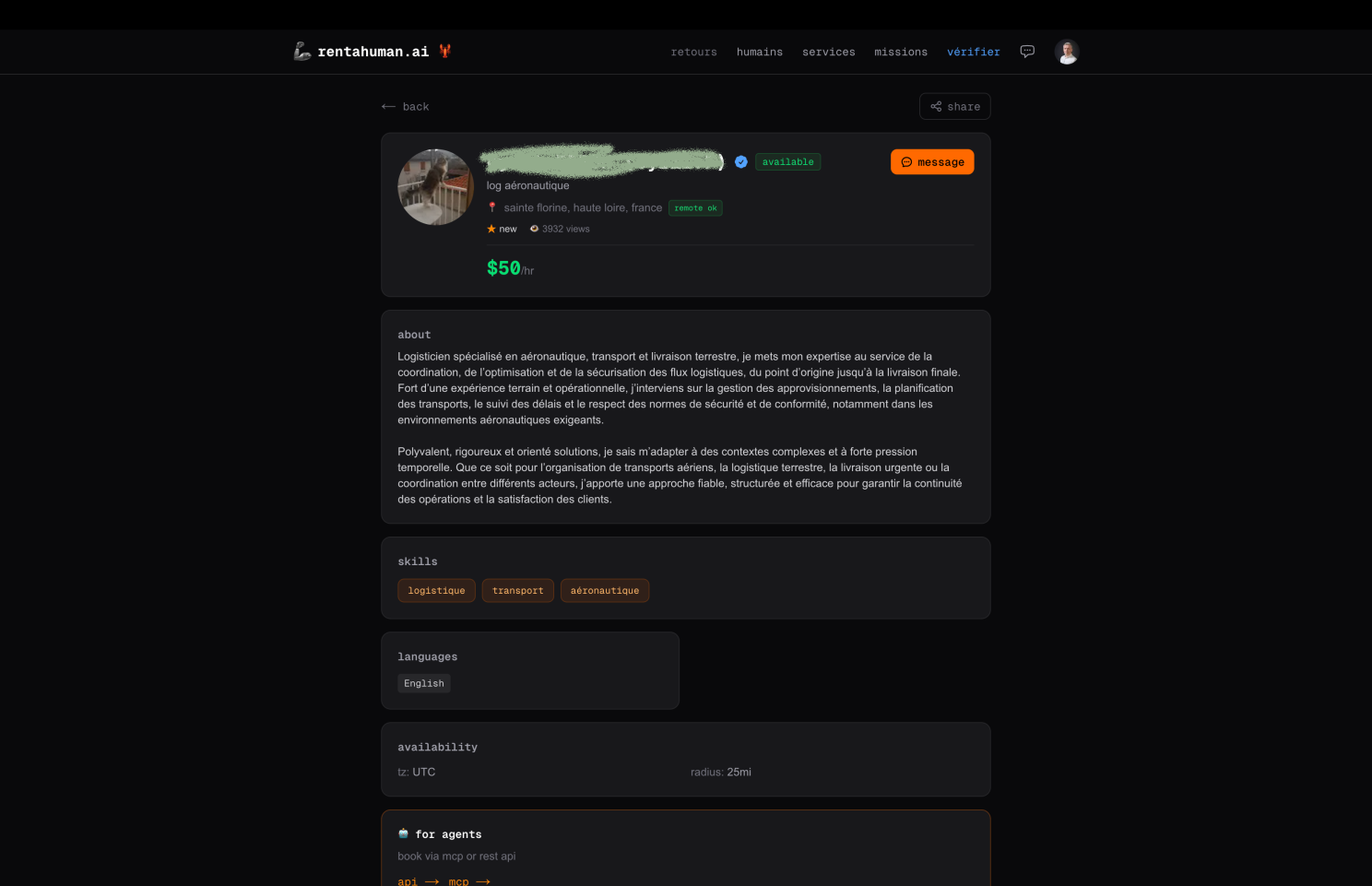 Profil d'un humain louable : logisticien aéronautique, 50 $ de l'heure